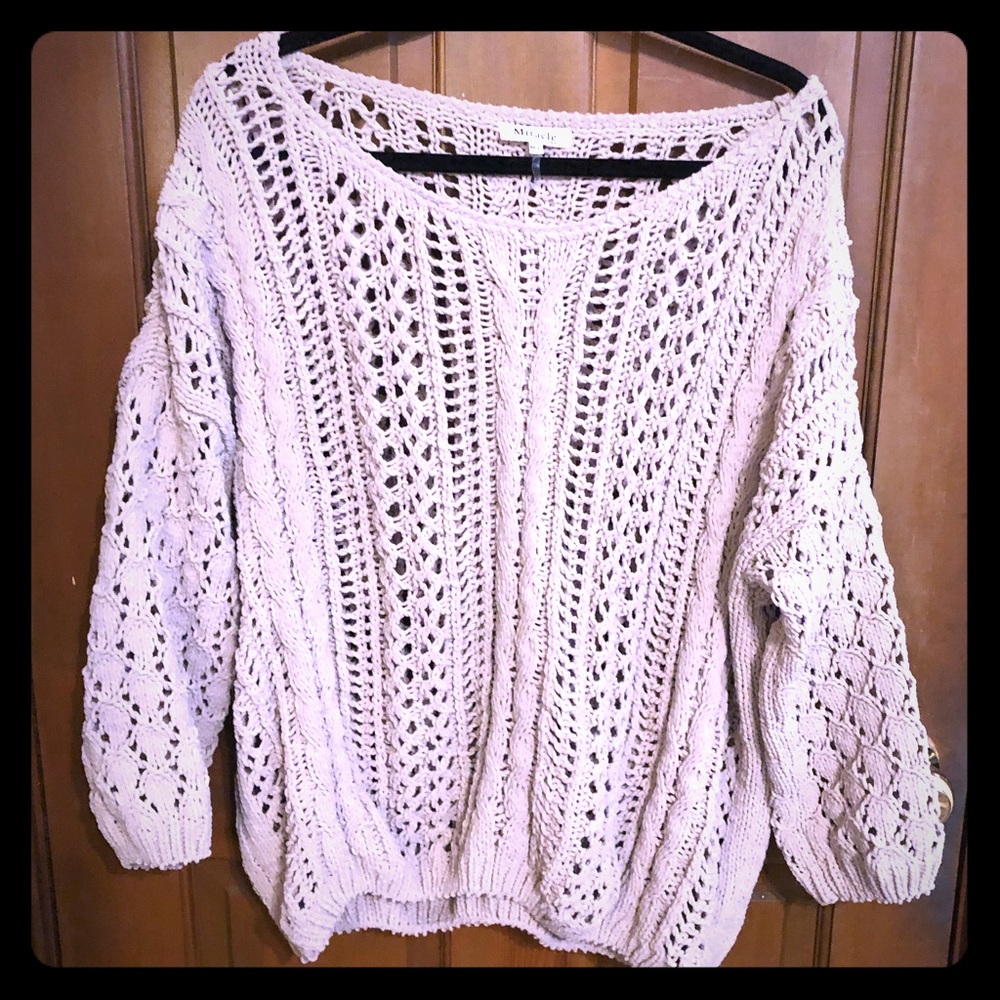 Oatmeal open knit chenille sweater